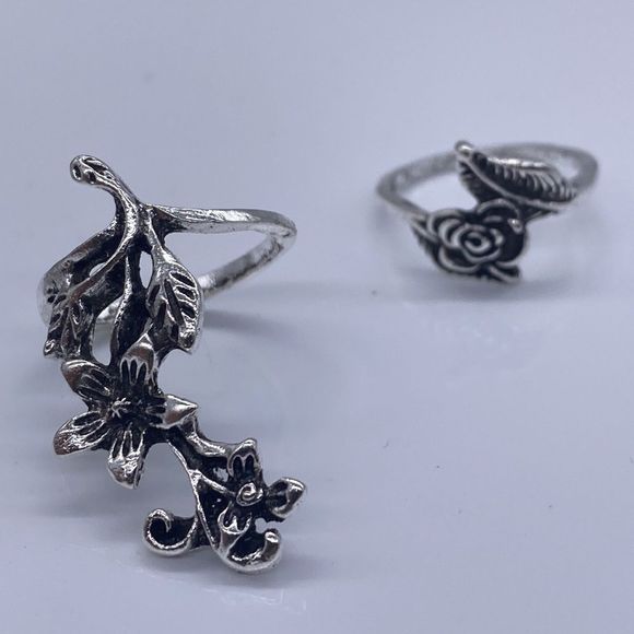 ✨🌸BoHo Silver Spiral Flower Wrap Ring Set 4pcs🌸✨ - Picture 8 of 13